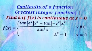 Continuity of a function involving greatest Integer Function.