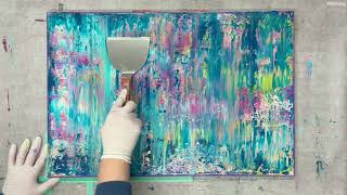 abstract acrylic painting with the squeegee (trowel) and spatula technique | various tools