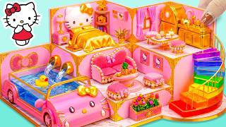 Make A Luxury Hello Kitty House With Waterfall Pool Car & Rainbow Stairs ❤️ Diy Miniature House