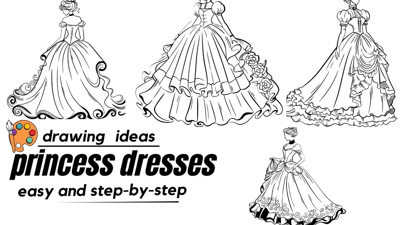 princess fantasy dress drawing How to Draw a Princess Dress