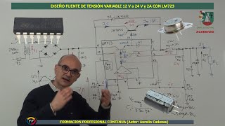 Como funciona Fuente tension variable 12 a 24V - 2A con LM723 (Clase 94)