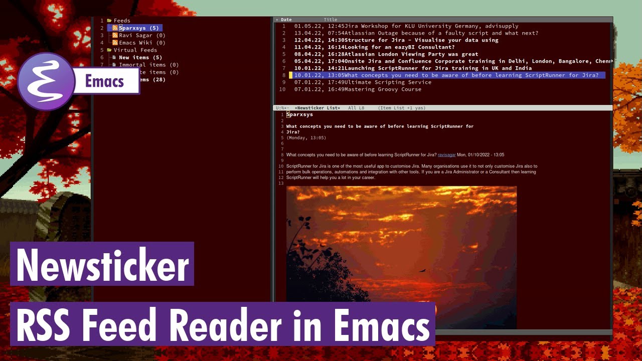 Org mode - Newsticker RSS feed reader - YouTube