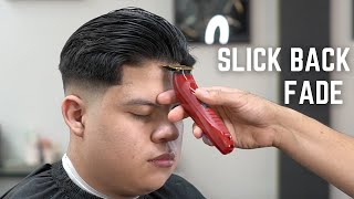 SKIN FADE SLICK BACK BARBER HAIRCUT  TUTORIAL