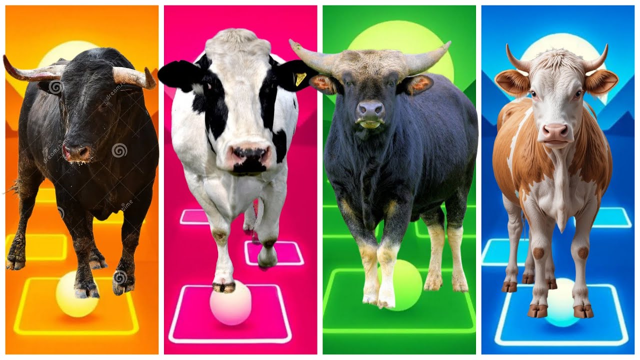 Funny  Cow🐃 🆚Funny BULL🐎🆚Funny Cow🐐🆚Funny Bull🐂🔴Tiles Hop EDM Rush