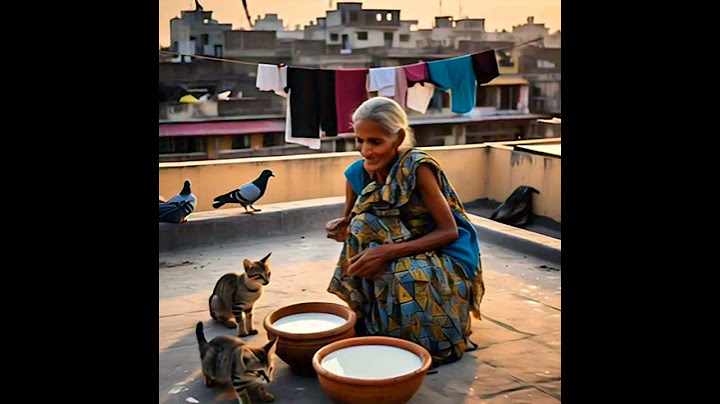 Elderly Woman Feeding Milk to Cats in a Peaceful Setting #humananimal #animalwelfare #animalcare