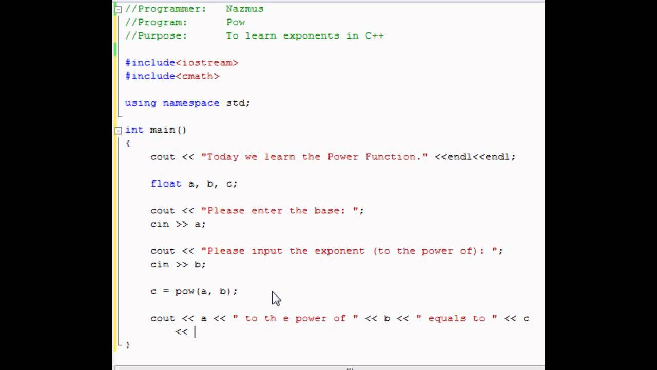 Easy Programming - Beginner C++ Tutorial - Power Function (10) - YouTube Easy Programming - Beginner C++ Tutorial - Power Function (10) - Youtube