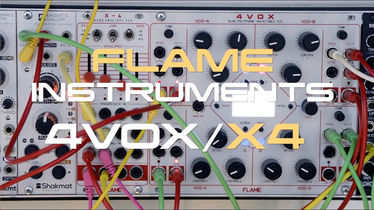 Flame -4 VOX Quad Polyphonic Wavetable VCO/X-4 Quad Envelope VCA/Knight's Gallop-Shakmat Modular