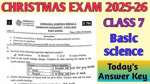 Christmas Exam 2025-26 Class 7 Basic Science | Second term exam 2025 | Today