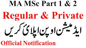 MA MSc Part 1 & 2 Private & Regular Admissions Open Official Notification | MA MSc Admissions 2022