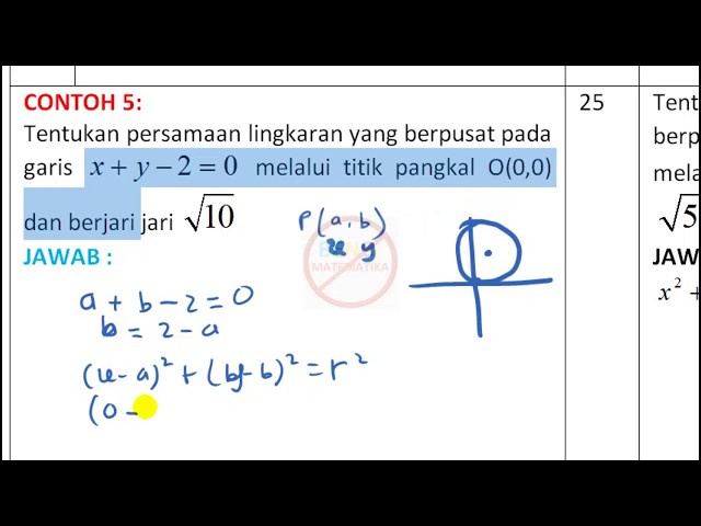Persamaan Lingkaran Pusat (a,b) Contoh 4,5 - Buku matematika Gulam Halim class=