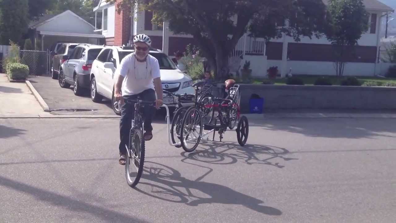 Bike trailer towing 2 bikes to bike shop YouTube