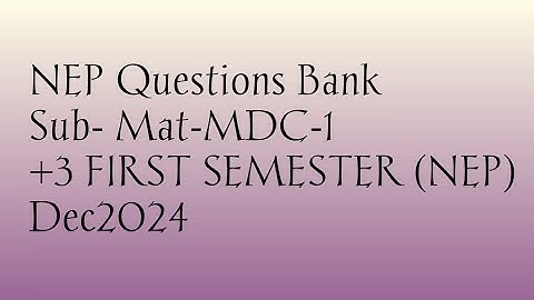 +3 FIRST SEMESTER Mathematics MDC-1 Sambalpur University Dec 2024 nep