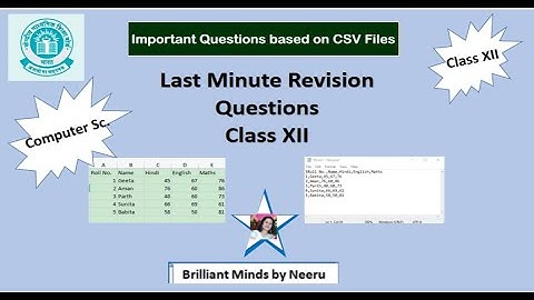 CSV Files Computer Science & Informatics Practices Class XII CBSE Important Questions for Board/CSV