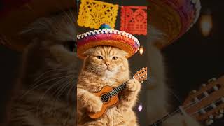 "Cat Plays Guitar, in Mexican Outfit! 🇲🇽FunnyAnimals #CatGuitar  #MexicanFiesta #PetPerformance #cat