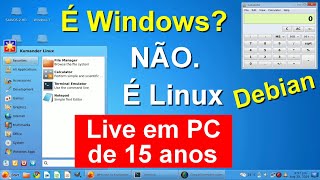 É Windows? NÃO. É o Linux Kumander Debian. Distro Muito Bonita, Leve, Rápida e Fácil de usar.