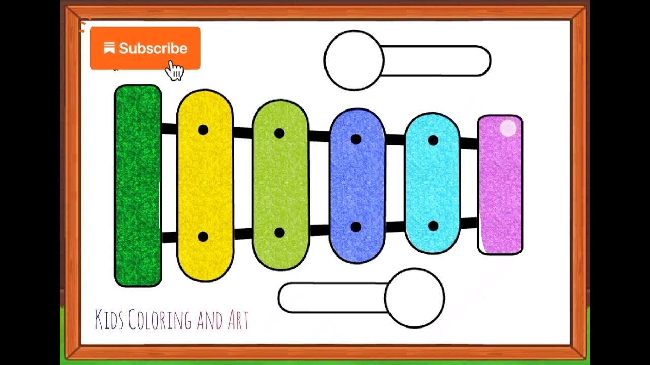 Lets Color in xylophones drawing for kids beginners and toddlers step