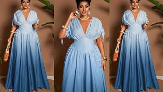 EASY RUCHED SHOULDER DEEP V NECK GATHERED BUST & BASQUE WAIST BACK CINCHED WAIST MAXI GOWN #maxigown screenshot 4