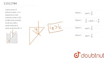 A glass  prism of refractive index 1.5 is immersed in water (refractive index `4//3`)