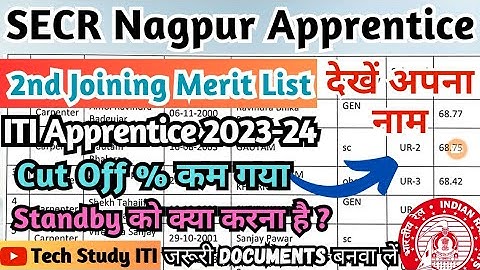SECR Nagpur 2nd Joining Merit List 2024, SECR Nagpur Railway Apprentice Cut Off 2024