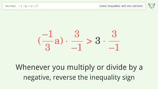 13a4 Less Than 7  Solve Linear Inequalities With One Unknown