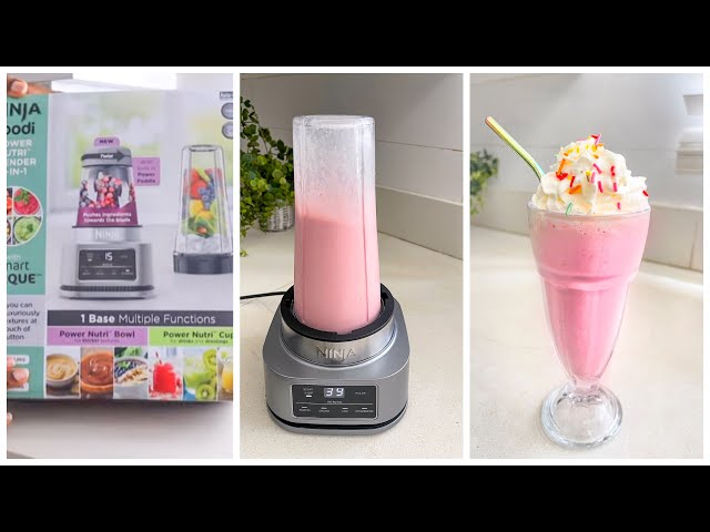 Making A Strawberry Milkshake with the NINJA Foodi + Unboxing Ninja Foodi  Power Nutri Blender 