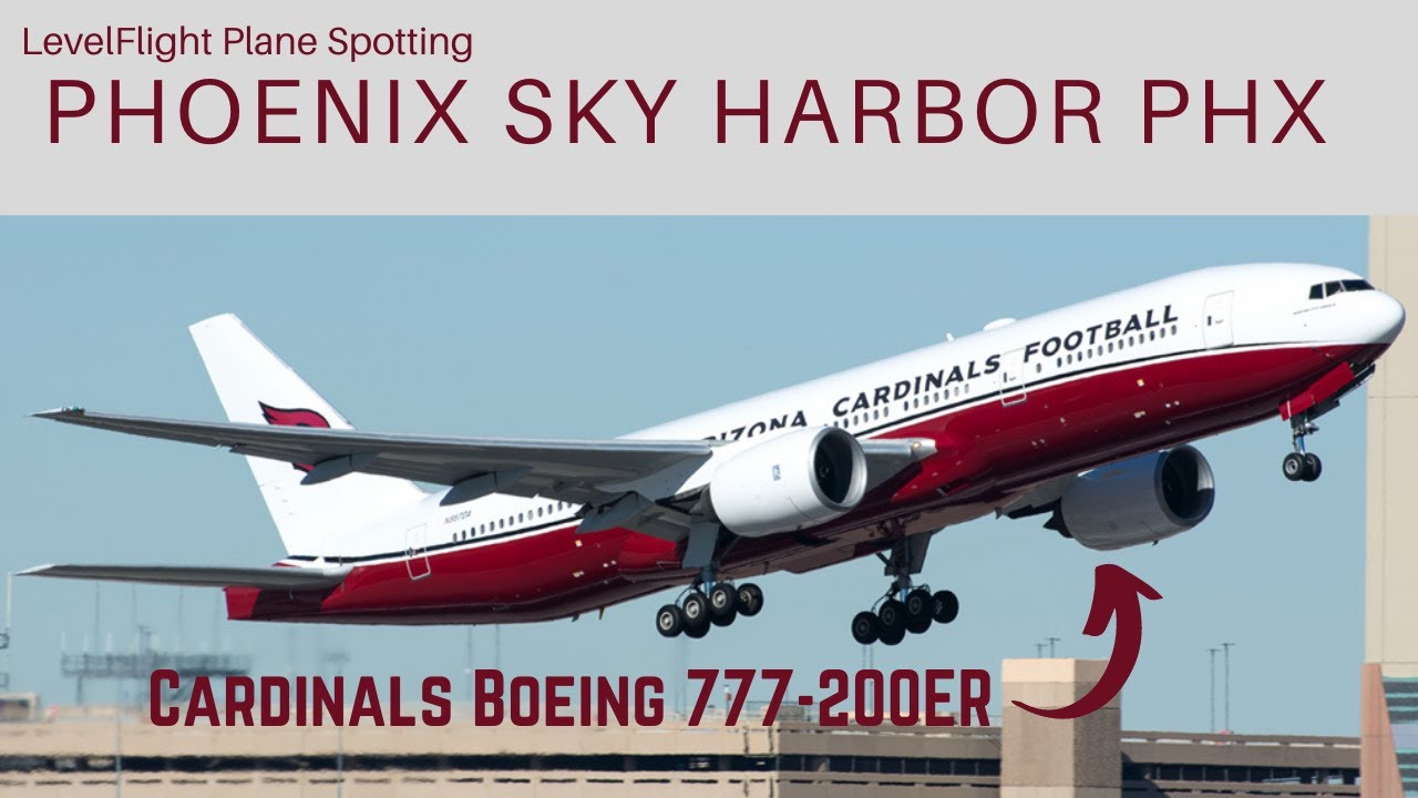 4K Phoenix Sky Harbor Plane Spotting Private 757 and Cardinals 777!