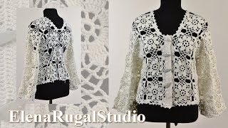 Белая кофта из квадратов крючком Урок 85 Подробный мастер-класс Белая кофта из квадратов крючком Урок 85 Подробный мастер-класс