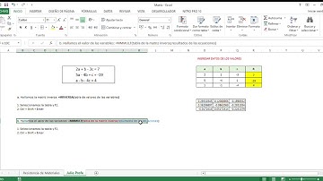Sistema de Ecuaciones Lineales desarrollado en Excel