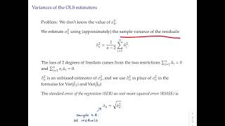 OLD Econometrics topic 3 video 7: Variances and standard errors of OLS estimators