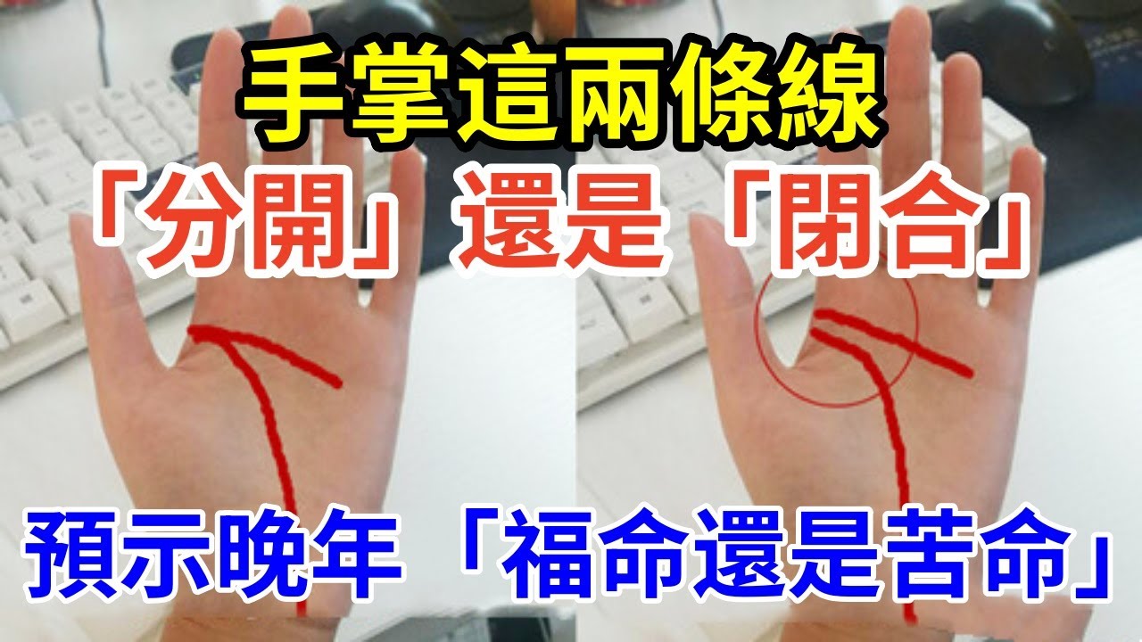 手掌這兩條線「分開」還是「閉合」，預示晚年「福命還是苦命」：太準了！