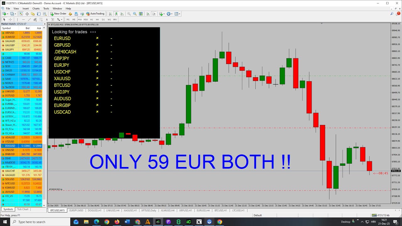 SUNDAY TRADE...TURBO SIGNAL SOFTWARE IN LIVE BITCOIN TRADE...ALSO LIVE FX SCALPER ...BOTH: 59 EUR !!