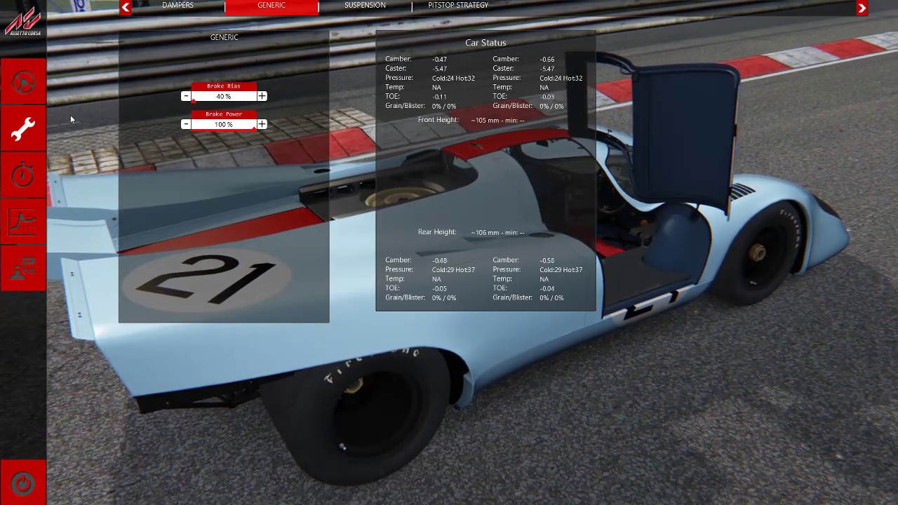SSETTO CORSA PORSCHE 917 NORDSCHLEIFE BRAKE BIAS SETUP TIME 821778