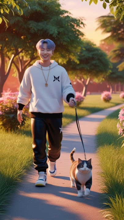 Suga BTS ajak jalan-jalan kucing kesayangannya #animasi #ai #kartun #suga