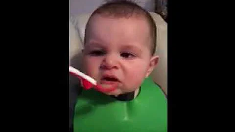 Baby hates pears!