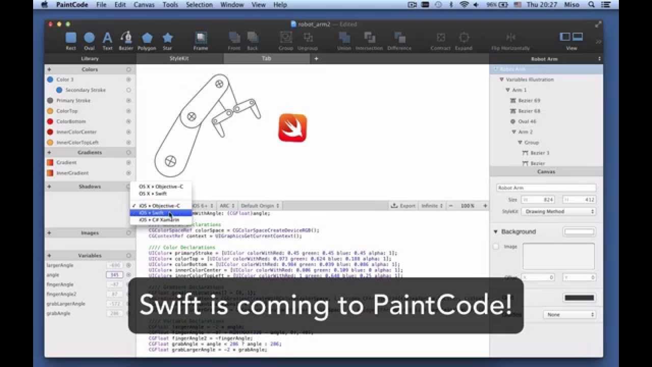 PaintCode 2.1 adds support for Swift programming language - YouTube