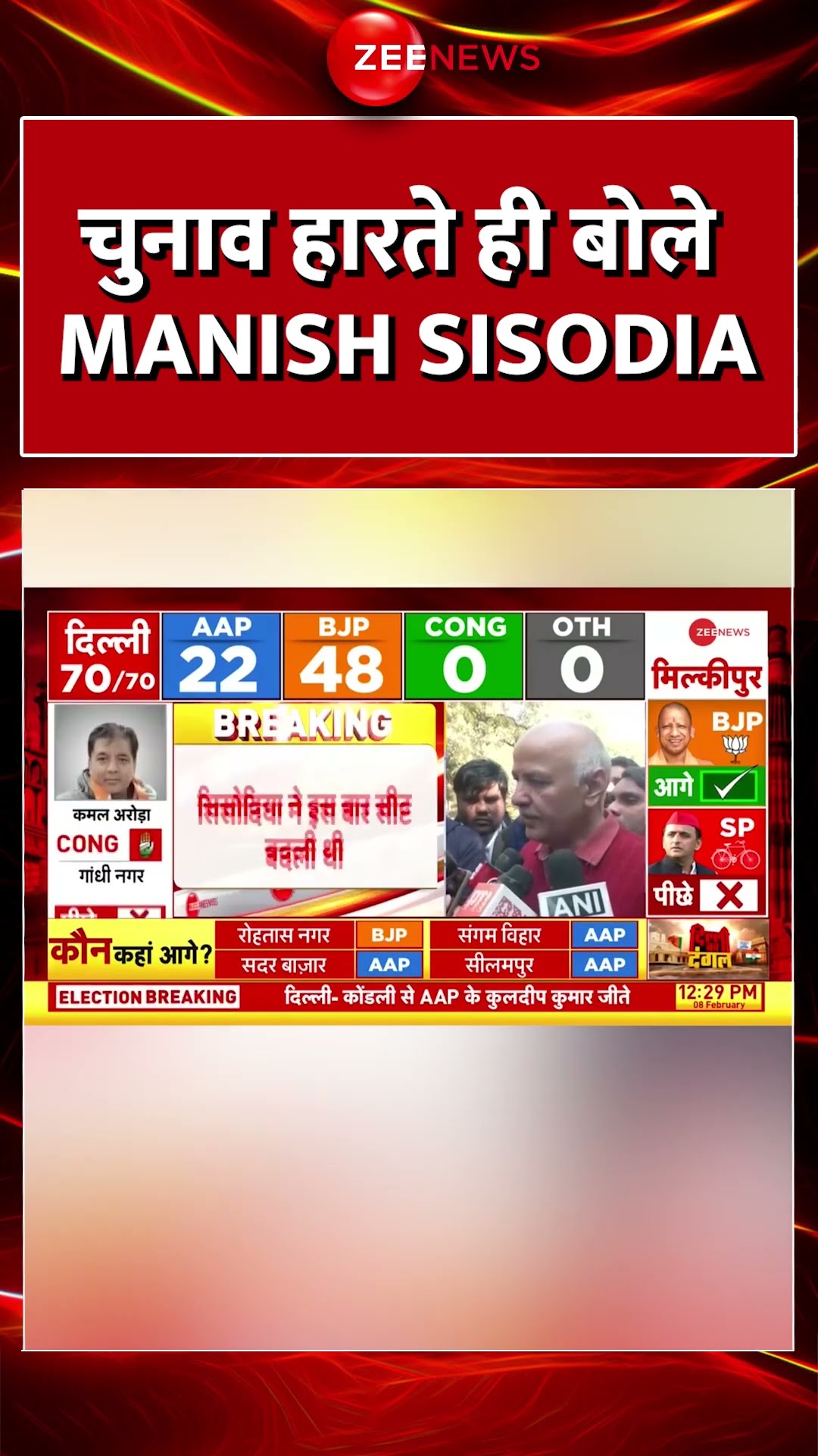 Delhi Election Results 2025 Updates: चुनाव हारते ही बोले #manishsisodia    #shorts #aap #bjp