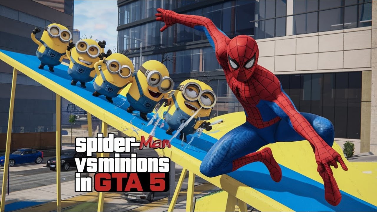 GTA V Spider-Man & Color Minions Epic Ragdoll Physics Funny and Fails #shorts #shortsfeed #gta5