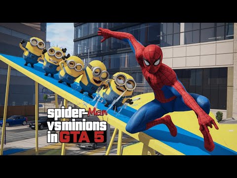 GTA V Spider-Man & Color Minions Epic Ragdoll Physics Funny and Fails #shorts #shortsfeed #gta5