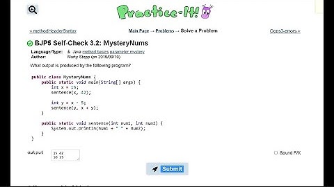 Java Practice It || 3.2 MysteryNums || method basics