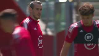 Gareth Bale and the Wales squad train ahead of facing Poland.