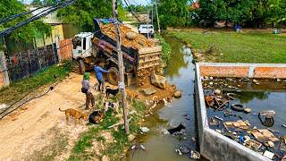 First Start New PROJECT! COMPLETE100% Earthmoving of Skill Bulldozer & Dump Truck Unloading to Delet