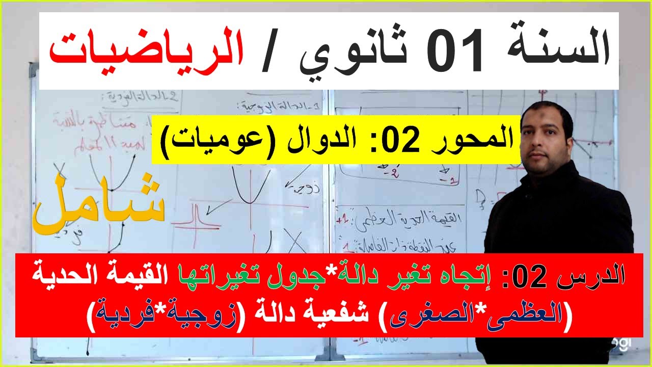 السنة 01 ثانوي الرياضيات المحور02 الدوال (عموميات ) الدرس 01 جزء 2 من 2  شامل و رائع