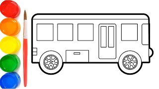 Menggambar Bus yang Mudah dan mewarnai dengan Cat Air