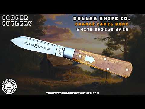 Cooper Cutlery: Dollar Knife Co. - Orange Camel Bone White Shield Jack (OCB WS)