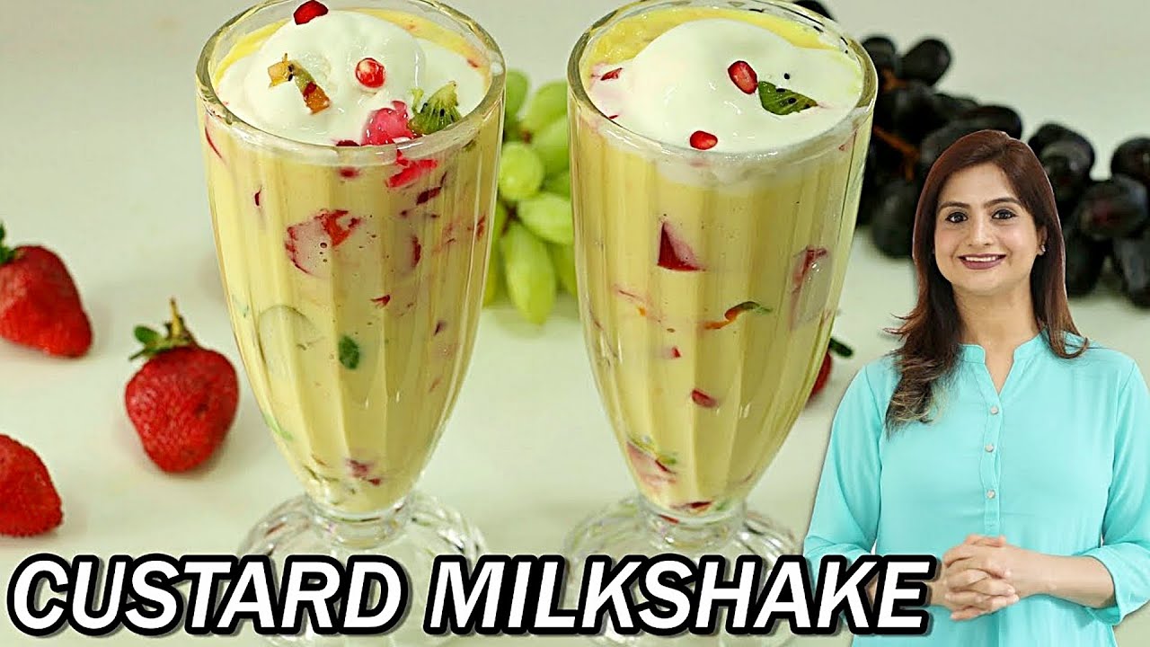 Easy Custard Drink - Custard Milkshake Recipe | Kanak's Kitchen