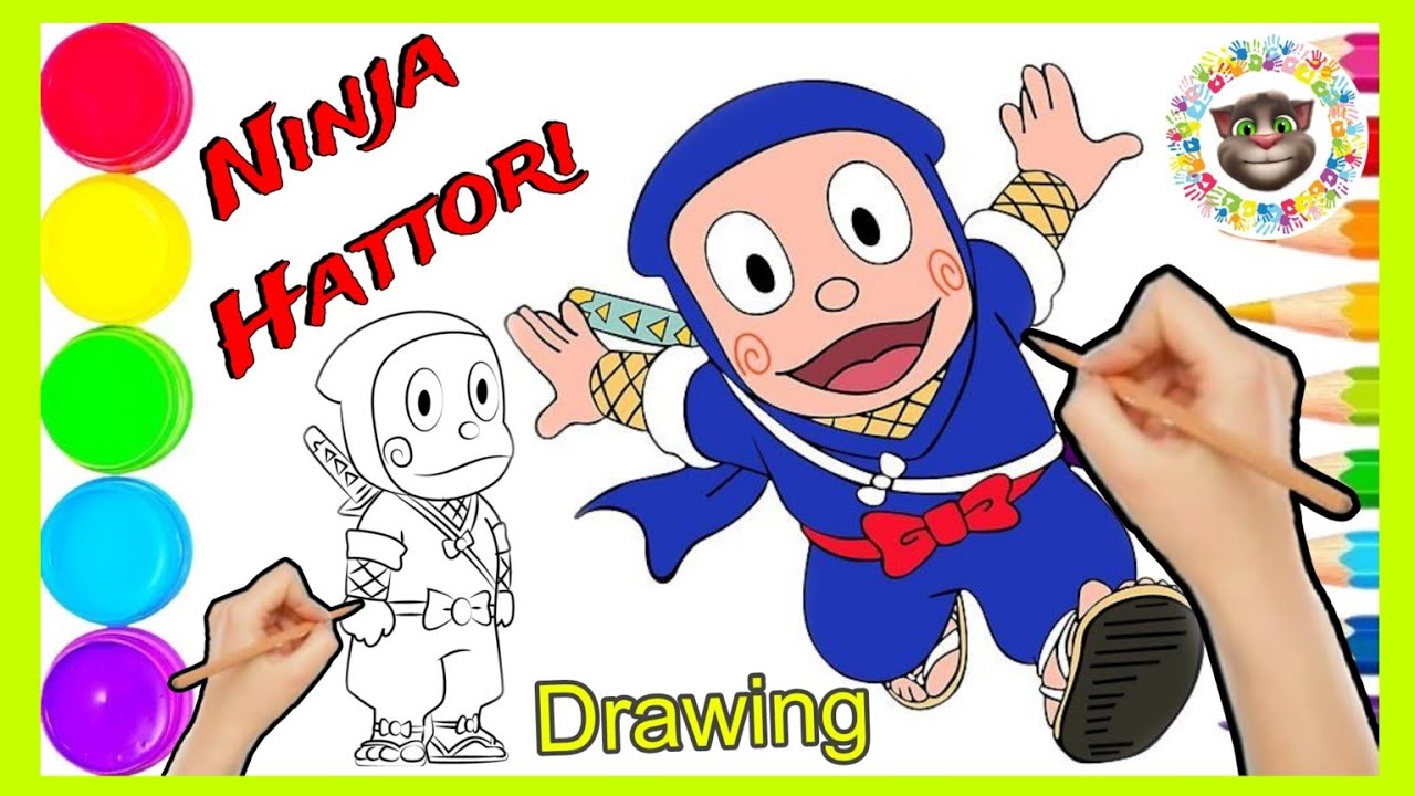 "Ninja Hattori" colouring and drawing Drawing for kids kidsart 
