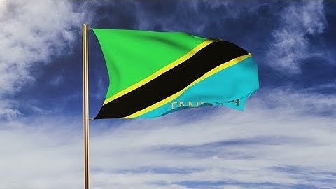4K Tanzania flag with title waving in the wind. Looping sun rises style. Animation loop Stock video