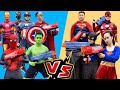 Avengers vs justice league nerf battle  fun heroes