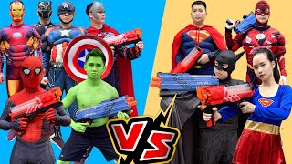 Avengers vs Justice League (Nerf Battle) - Fun Heroes