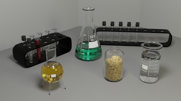 Set of flasks: model made with Blender. Overview.